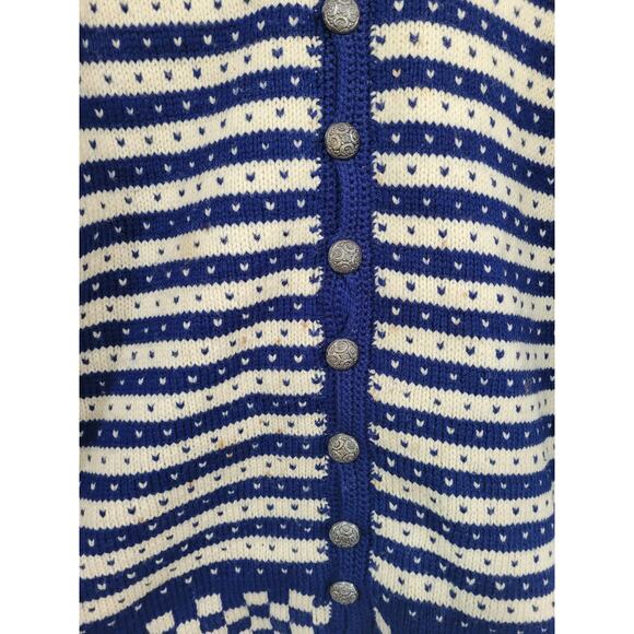Vintage Berlou Norweigan Wool Winter Snowflake‎ Blue Sweater L-XL #17 - Picture 4 of 8